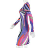 Women's Colorful Stripes Print O-Neck Long Sleeve Waistband Hips Wrapped Dress