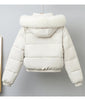 Winter Short Parkas Women's Cotton-padded Clothes Fleece Lining Thicken Warm Outerwear Fur Collar Removable Hooded Quilted Coat