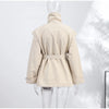 Oversized Tie-Waist Cropped Trench Coat Drop Shoulder Autumn Women Modern Edgy Outerwear Chic Lady Streetwear Coat