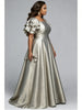 Women Plus Size Maxi Evening Dress Square Neck Ruffle Sleeve Formal Gown Elegant Wedding Guest Cocktail Party Dress
