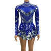 Women Sparkly Sequins Mirror Long Sleeve Mesh Sexy Mini Dress Night Party Club Dancer Performance Celebrity Stage Outfit