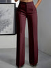 Women High Waisted Wide Leg Office Trousers, Solid Black Pleated Elegant Crease Dress Pants, Professional Full Length Trousers