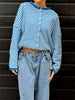 Women's Sweater Striped Button Down Cardigan Knit Tops Outerwear Casual Loose Long Sleeve Fall Tops Knitwear