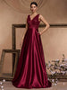 Elegant Sequins Evening Dress For Women Deep V-neck Satin Prom Party Green Dress Floor Length Blue Formal Gowns