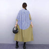 Autumn Women's Dress Loose Patchwork Striped Shirt Dress Versatile Age-Reducing