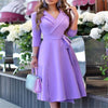 Women's V-neck Strap Waist Dress Mid-sleeve Women's Dress Temperament Commuter Women's Dress