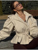 Lapel V-neck Belt Trench Coat Women Lace Up Full Sleeve Button Short Thin Windbreak Lady Daily Street Outerwear
