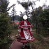 Christmas Lolita Dress Kawaii Women Year Sweet Lace Ruffle Patchwork Puff Long Sleeve Red Princess Plaid