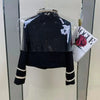Women Coarse Tweed Blazers Coat Autumn Spring Suits Jacket OL Weave Cardigan Turn Down Collar Contrast Color Tops Abrigos