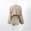 Solid Stand Collar Trench Short Coats Button Long Sleeve Pocket Zipper Windbreaker Lady High Street Outerwear