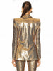 High Street Designer Runway Suit Set Women's Single Button Sequined Blazer Jacket Flare Pants Set 2pcs