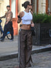 Casual Leopard Print Pants Women Fall Sporty Patchwork Stripes Autumn Basic Streetwear Hipster Loose Trousers