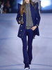 High Street Runway Designer Jacket Women Peak Strong Shoulder Lion Buttons Double Breasted Blazer Pants