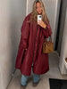 Female Oversized Long Puffer Coat Zip Lapel Full Sleeve Warm Thick Green Overcoat Winter Casual Street Chic Outwear