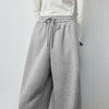 Women's Soft Cotton Curved Leg Long Pants Fall High Waist Drawstring Loose Wide Leg Pear Shape Friendly