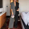 Women Blazer Suit Autumn 2 Piece Sets 2PCS Office Outfits Long Sleeve Blazer Wide Leg Pants Sets Tracksuit