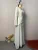 Women's Solid Color Casual A-line Square Neck Long Sleeve Spliced Ankle Length Dresses Female Clothes