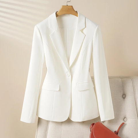 Light Job Style Draped Small Suit Women's Jacket One Button Long Sleeve Non-Slit Suit Top Spring & Fall Style