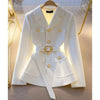 Women Blazer Coat Autumn Long Sleeve Single Breasted Belt Pocket Elegant Office Ladies Suit Jacket Lady Outerwear Tops