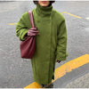 Women's High Stand Collar Double Breasted Woolen Overcoat Belted Waist Maxi Long Cuff Strap Loose Solid Coat Winter Urban Coats