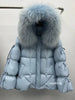 Lagabogy Big Natural Fox Fur Puffer Jacket Winter Clothes Women Thick Warm White Duck Down Coat Female Real Fur Parker