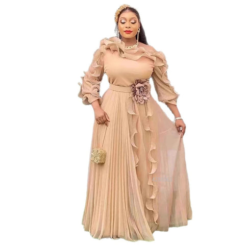 Plus Size Evening Dresses for Women African Solid Gown Elegant Wedding Party Long Dress Ankara Ladies Clothing Outfits