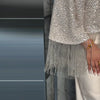 Sequined Tassel Oversized Shawl Tops Women Sexy Roud Neck Long Sleeve Shining Loose Fitting Capes Chic Ladies Partywear Clubwear