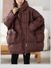 Lagabogy Winter Women White Duck Down Jacket Casual Loose Over Size Warm Parka Female Drawstring Hooded Puffer Coat