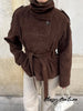 Brown Suede Belt Short Trench Coat Women High Funnel Collar Epaulet Raglan Sleeve Waist Tie Coats Vintage Autumn Commuter Jacket