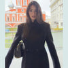 Autumn Commute Women's Maxi Coat Solid Long Sleeve Shoulder Padded Straight Slim Overcoats Office Daily Lady Outwears