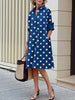 Women's Polka Dot Lapel Shirt Dress Spring Long Sleeves Loose Elegant Urban Casual Office Midi Dresses