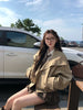 Women's Korean Style Relaxed Trench Coat Vintage Khaki Utility Jacket Spring Fall Casual Chic Versatile Outerwear