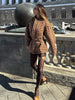 Retro Suede Coats High-waist Shorts Set Women's Plaid Full Sleeves Short Zipper Jackets Autumn Winter Ladies Outwear