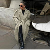 Casual Solid Long Women Coat Urban Full Sleeve Belt Double Breasted Female Jacket Autumn Winter Chic Lady Streetwear