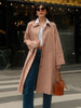 Women Red Plaid Long Trench Coat Casual Lapel Single Breasted Full Sleeve Windbreaker Jacket Y2k Autumn Lady Streetwear