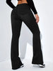 Women's Stylish Elegant Denim Flare Pants with Pocket, Casual Fit for All Seasons, Moderate Thickness Denim Trousers