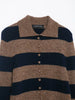 Women's Striped Knitted Cardigan Coat Female Long Sleeve Polo Collar Single Breasted High Street Casual Short Jacket