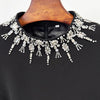 High Street Designer Party Vestido Women's Pearl Studded Diamond Long Dress