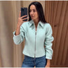 Solid Faux Suede Jackets Women's Stand Collar Full Sleeves Zip Cropped Coat Autumn Winter Lady Casual Outerwear