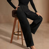 High Waist Women Suit Pants Fall Straight Office Ladies Trousers Casual Button Loose Female Asymmetry Pants