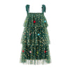 Sequins Star Print Christmas Dress Women's Tie Shoulder Strap Tiered A-Line Tulle Dress for Party Evening Gown Vestidos