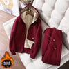 Sports Leisure Set Women's Zipper Solid Coat Women's Autumn/Winter Korean Edition Student Plush Thickened Hoodie Set
