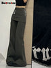 Botvotee Fake Two-Piece Plus size Wide Leg Jeans for Women Y2k Streetwear High Waisted Flare Denim Pants