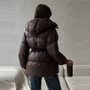 Thicken Cotton Jackets Women High Neck Long Sleeves Zipper Drawstring Warm Coats Female Winter Solid Loose Outwears