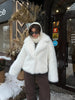 Faux Fur Lapel Coat Women's Elegant Solid Loose Lace-Up Leisure Jacket Winter Female Keep Warm Fur Coat