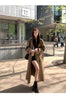 Vintage Elegant Women Long Trench Casual England Long Sleeve Belt Coat Jacket Fall Winter Lady Sweet Retro Harajuku Pockets Tops