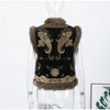 Floral Jacquard Faux Fur Trim Jacket Women V Neck Single Button Long Furry Cuff Cropped Coats Winter Vintage Party Coat