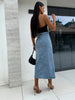 Autumn Women High-waist Retro Button Irregula Skirt Slit Washed Blue Denim Skirts Woman Package Hip Jeans Skirt Streetwear