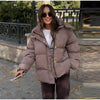 Chic Women Print Hooded Padded Jacket Oversized Zip Up Long Sleeve Warm Winter Coat Casual Daily Ladies Quilted Cotton Outerwear