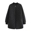 Women's Cotton Padded Parkas, Long Sleeve, Anti-Static Zipper, Wadded Jacket, Argyle Coat, Plus Size Clothing, Autumn, Winter